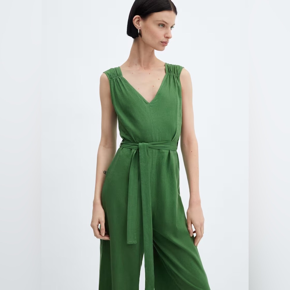 BNWT Mango green linen blend jumpsuit